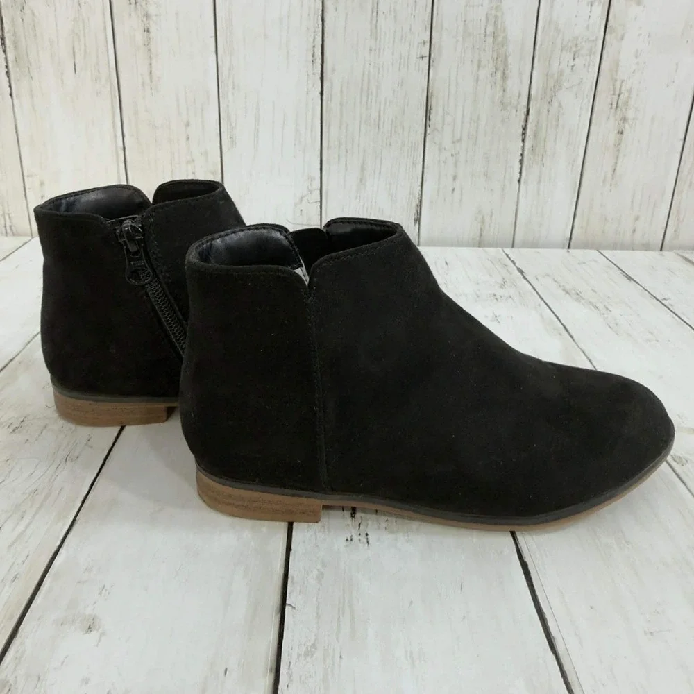 Cat & Jack Girl's Black Faux Suede‎ Ankle Boots Side Zip Size 1